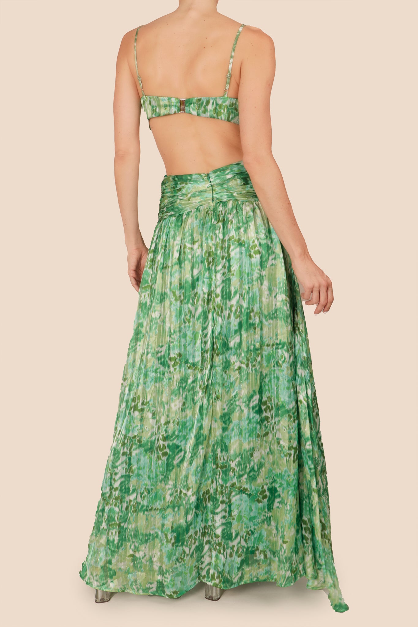 Vestido cut out print verde