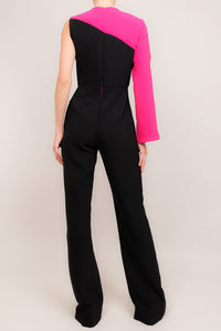 Jumpsuit una manga black fucsia