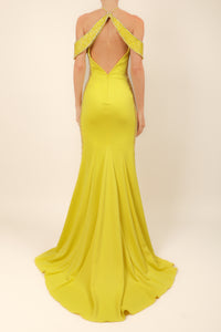 Vestido tipo halter bordado amarillo