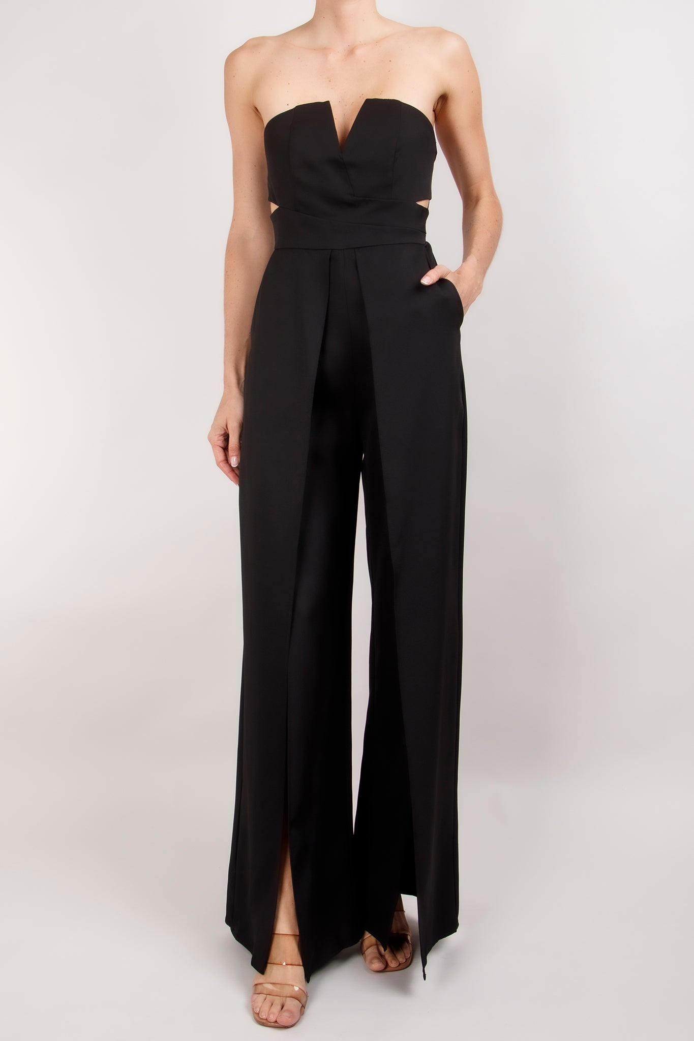 Set de jumpsuit con kimono de encaje negro