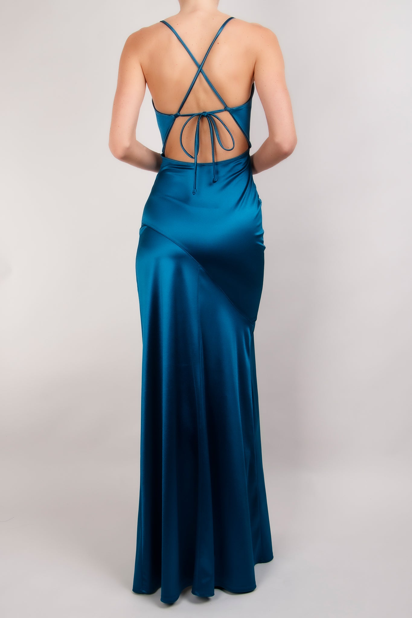 Vestido tirantes cuello recto teal