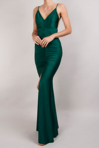 Vestido de licra escote en espalda verde