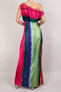 Vestido satin un hombro rainbow