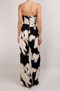 Jumpsuit strapless cropped print negro