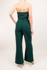 Jumpsuit strapless con cinturón verde