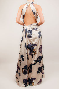 Vestido halter print taupe-azul