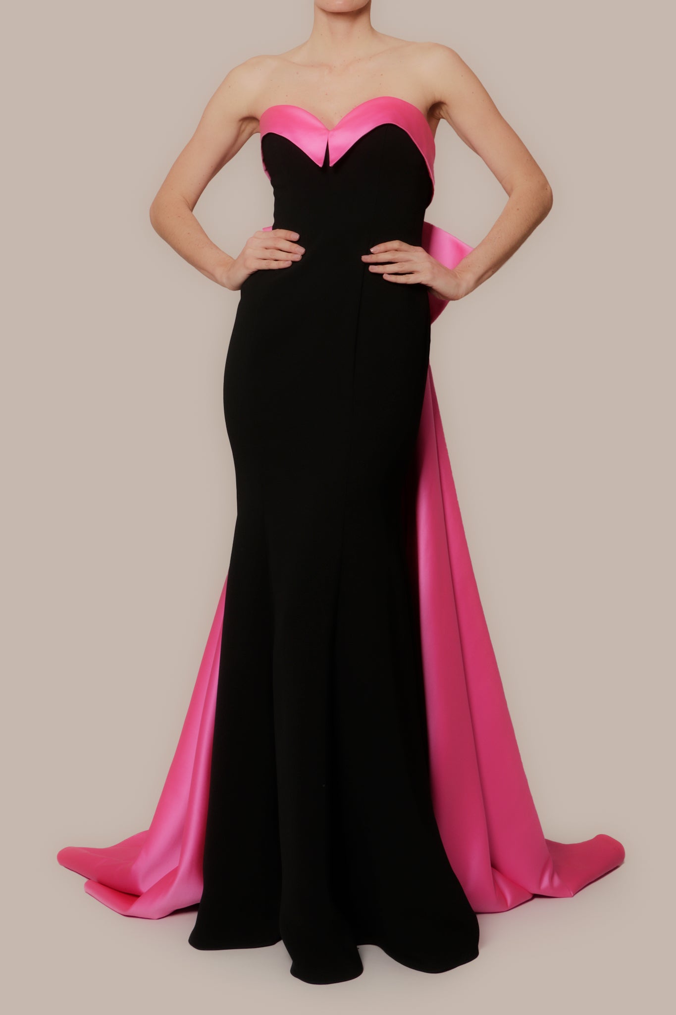 Vestido fucsia y negro hot sale