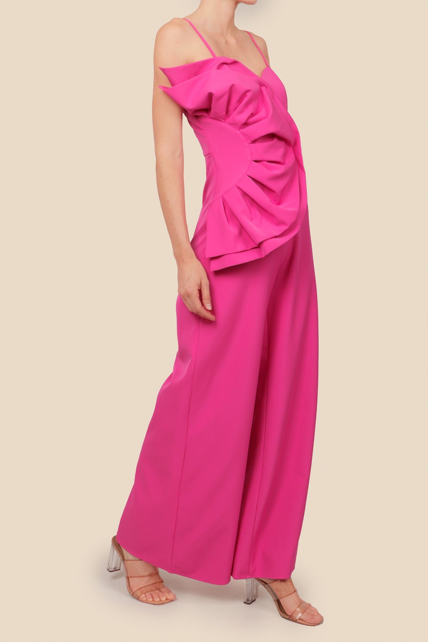 Jumpsuit ruffle fucsia